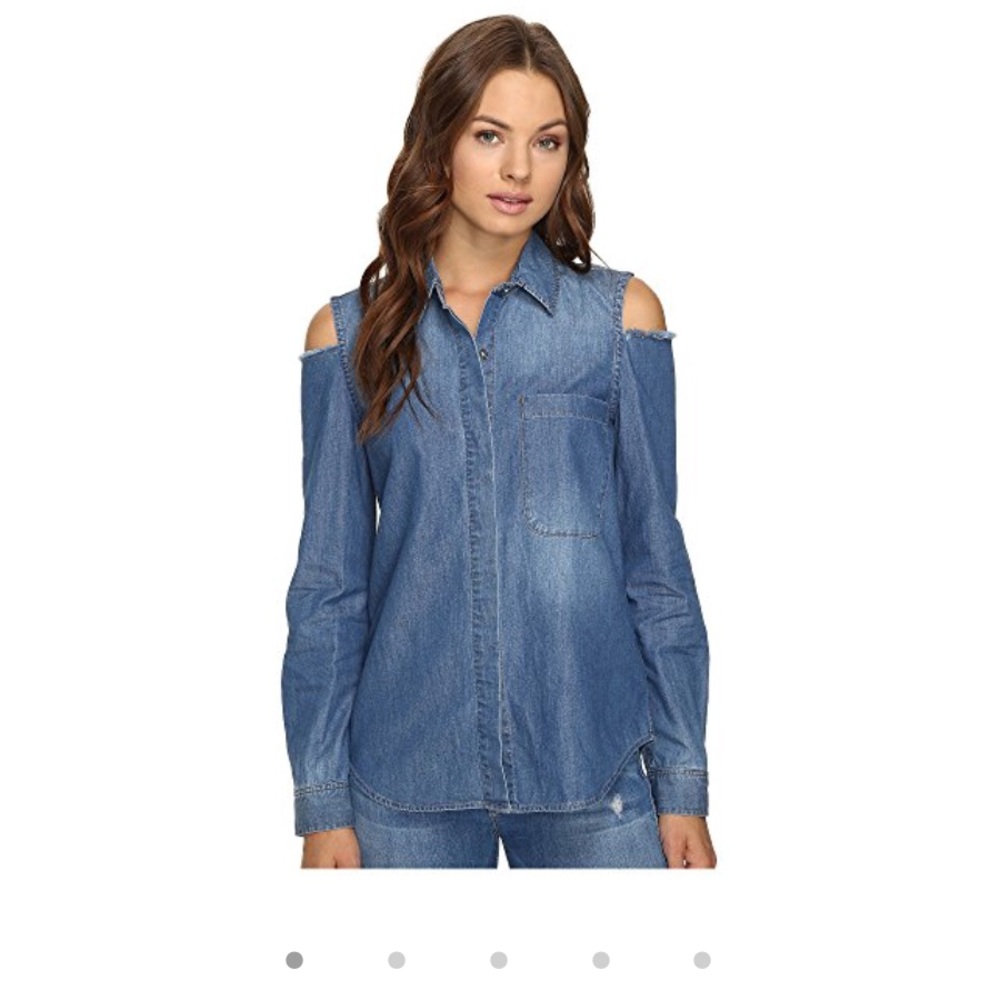 7 For All Mankind Cold Shoulder Denim Shirt